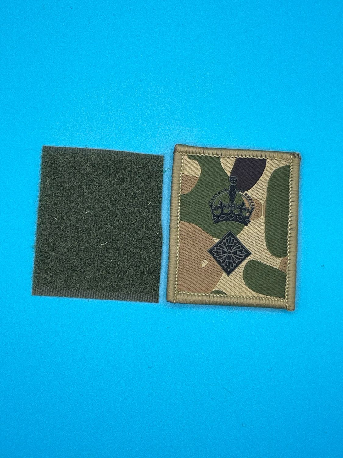 UBACS Rank Patch - King Charles Crown - Black on MTP - Lieutenant Colonel Lt Col Hook and Loop