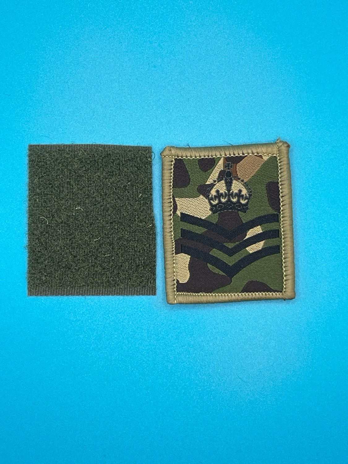 UBACS Rank Patch - King Charles Crown - Black on MTP - Staff Sergeant SSgt CSgt CSjt Hook and Loop