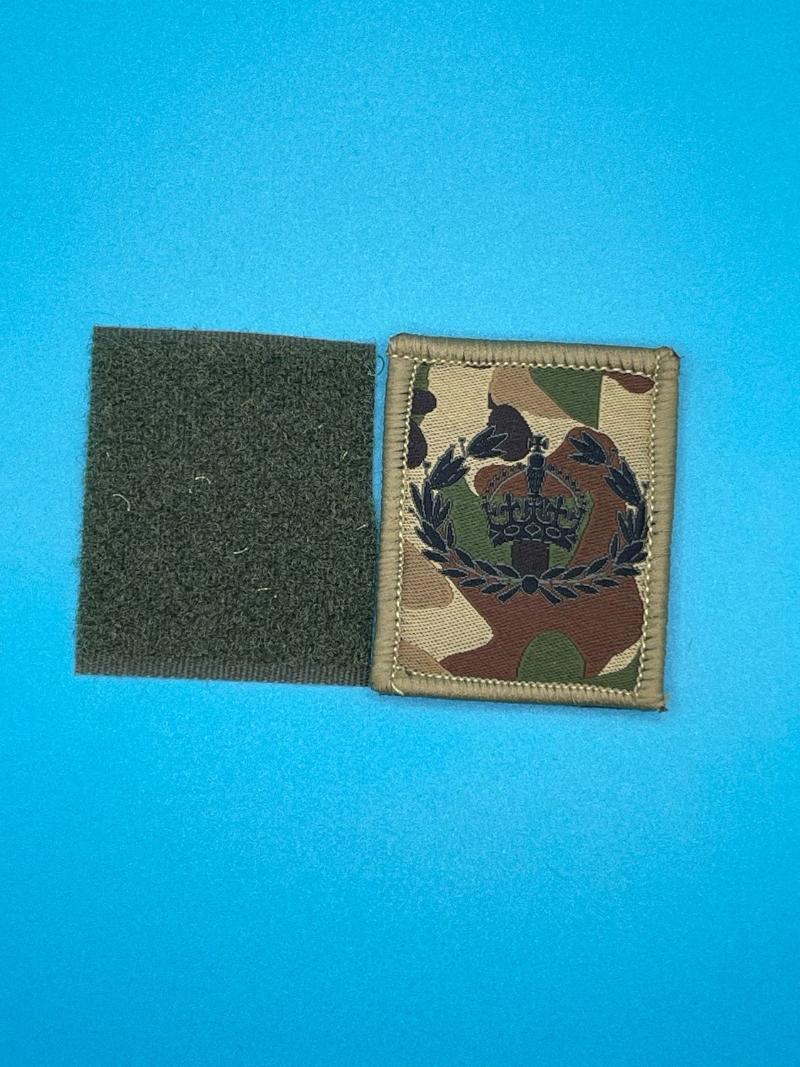 UBACS Rank Patch - King Charles Crown - Black on MTP - WO2 RQMS SQMS TQMS QMSI Hook and Loop