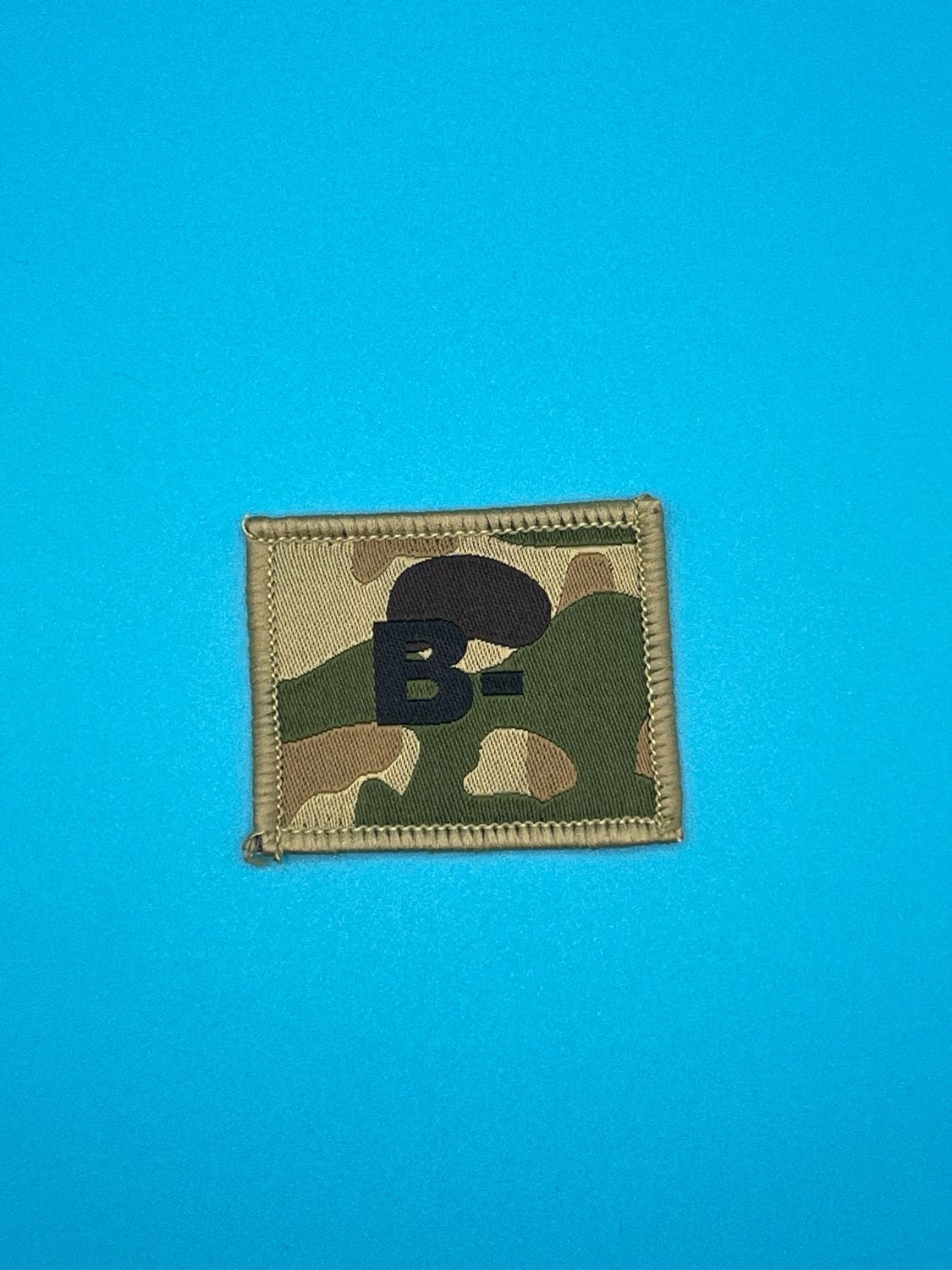 Blood Group Patch - B RhD negative (B-) - Black on MTP Sew On