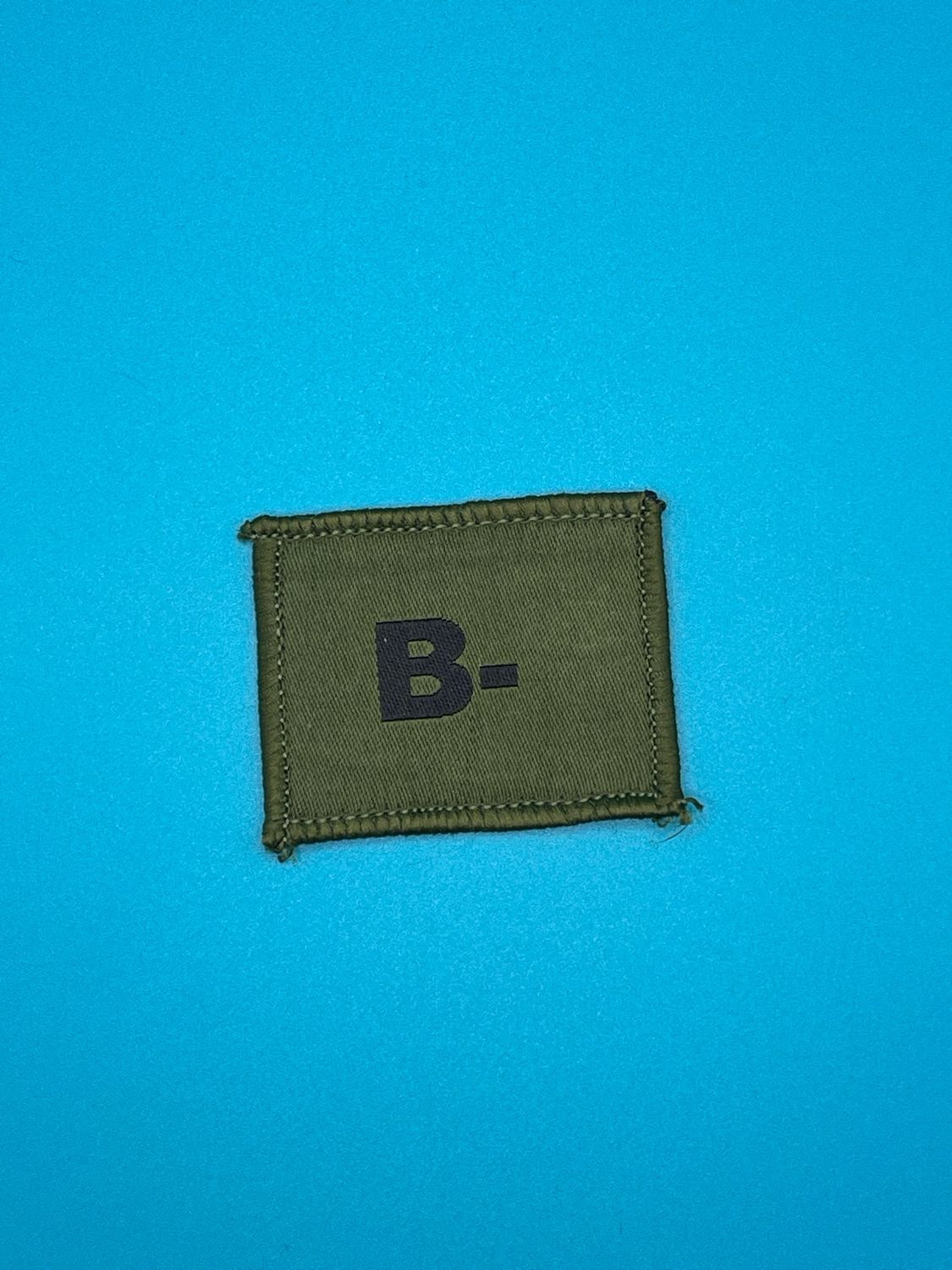 Blood Group Patch - B RhD negative (B-) - Black on OG Sew On