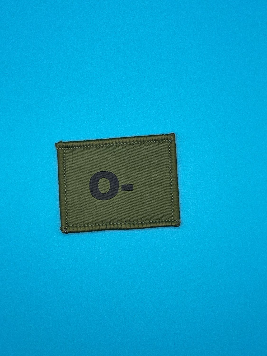 Blood Group Patch - O RhD negative (O-) - Black on OG Sew On