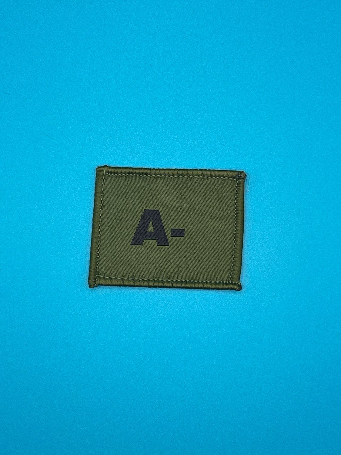 Blood Group Patch - A RhD negative (A-) - Black on OG Sew On