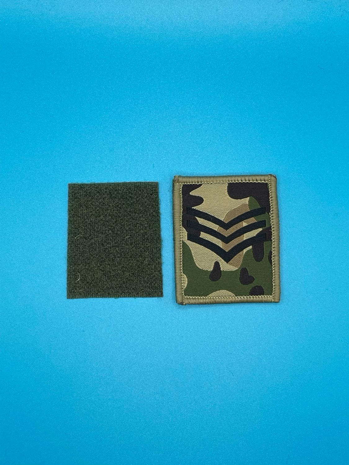 UBACS Rank Patch - King Charles Crown - Black on MTP - Sergeant Sgt Hook and Loop