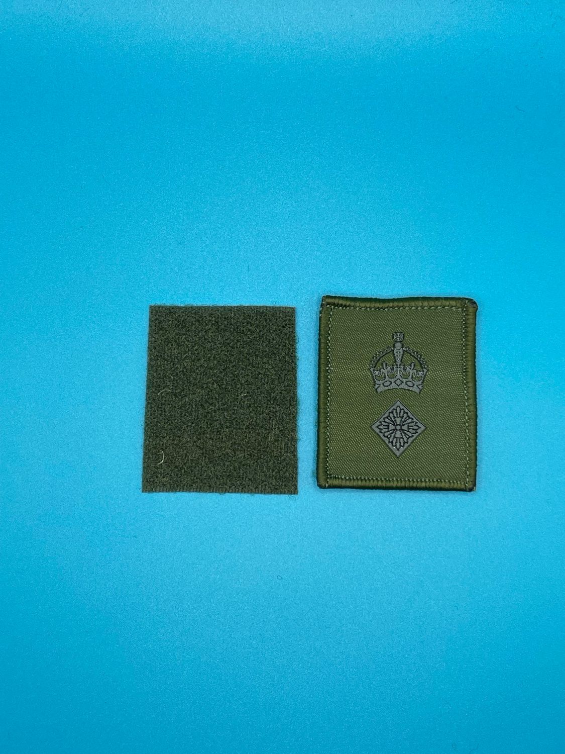 UBACS Rank Patch - King Charles Crown - Black on OG - Lieutenant Colonel Lt Col Hook and Loop Olive Green