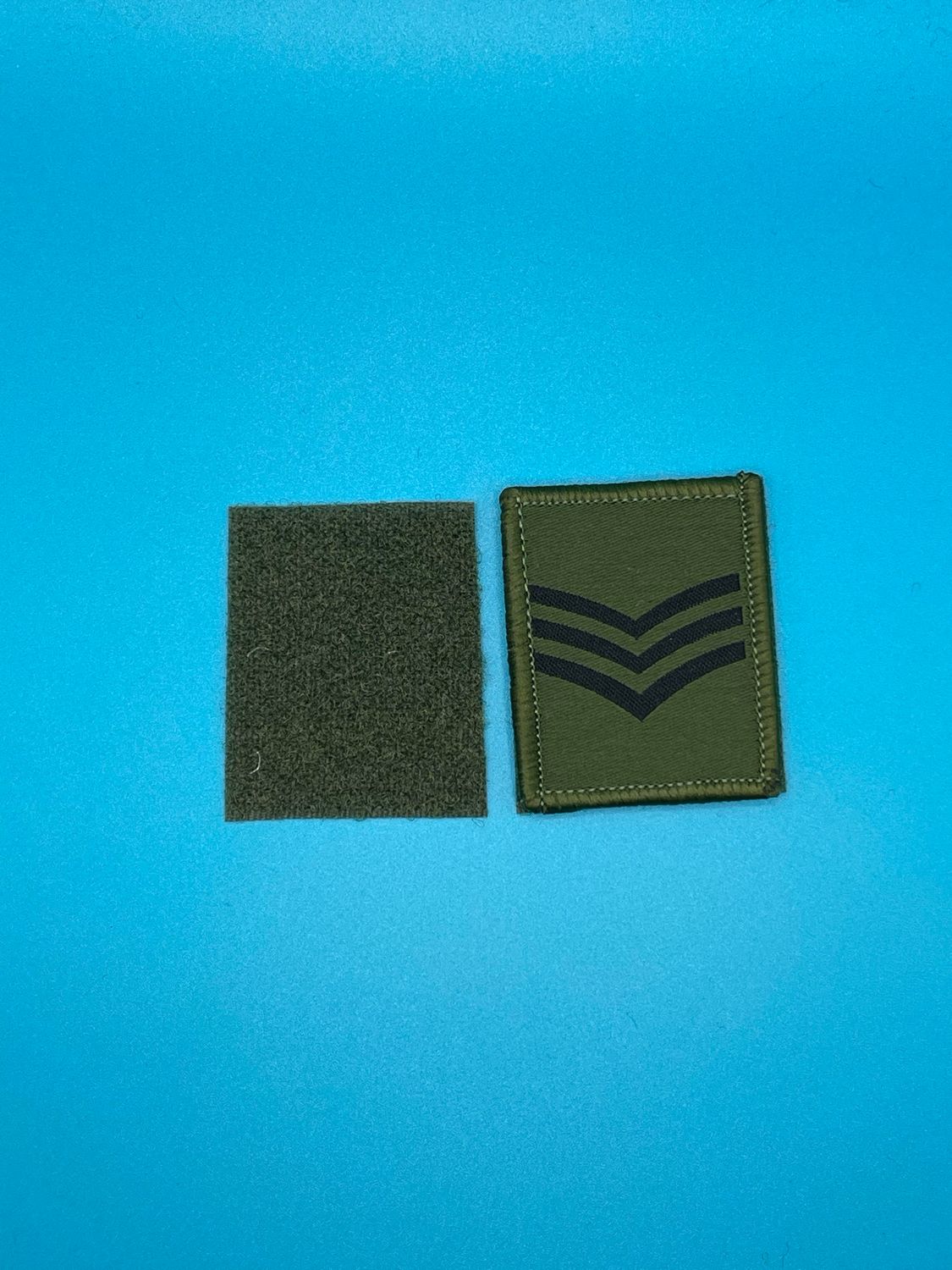 UBACS Rank Patch - King Charles Crown - Black on OG - Sergeant Sgt Sjt Hook and Loop Olive Green