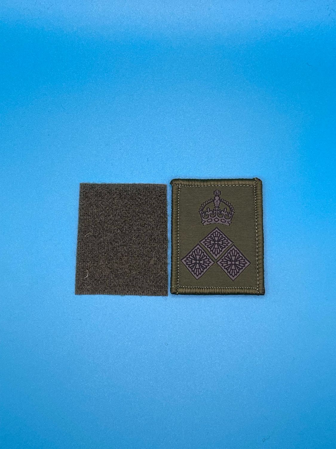 UBACS Rank Patch - King Charles Crown - Black on OG - Brigadier Brig Hook and Loop Olive Green