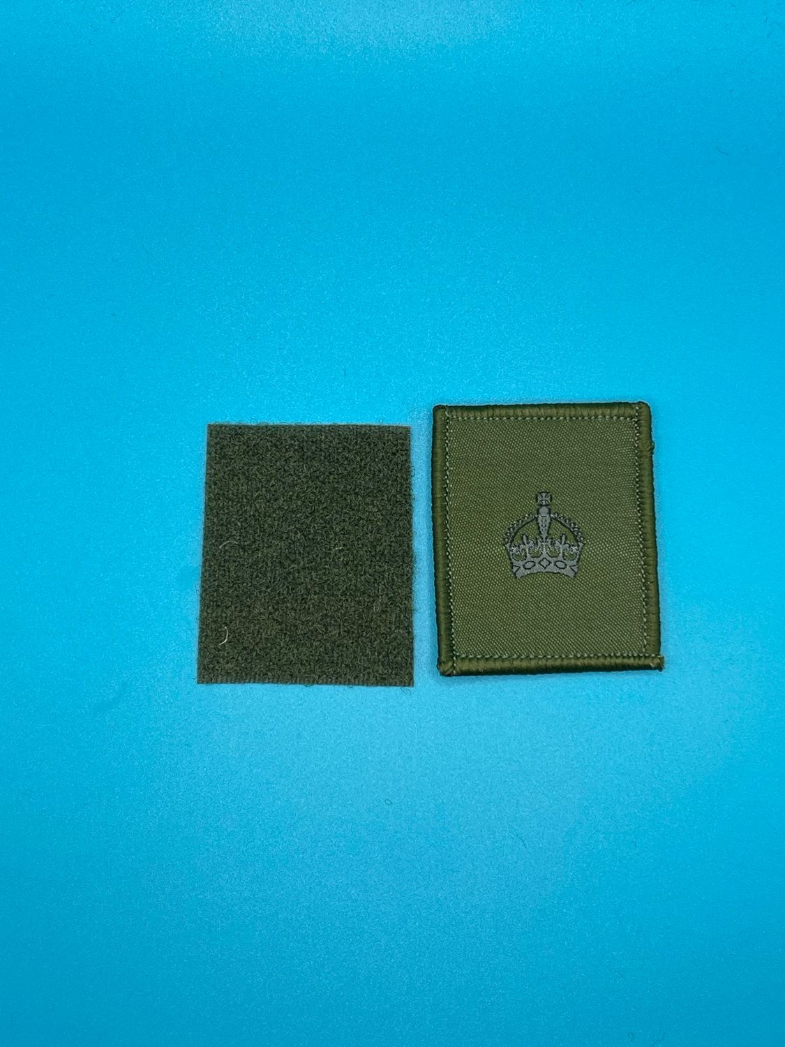UBACS Rank Patch - King Charles Crown - Black on OG - Major Maj Hook and Loop Olive Green