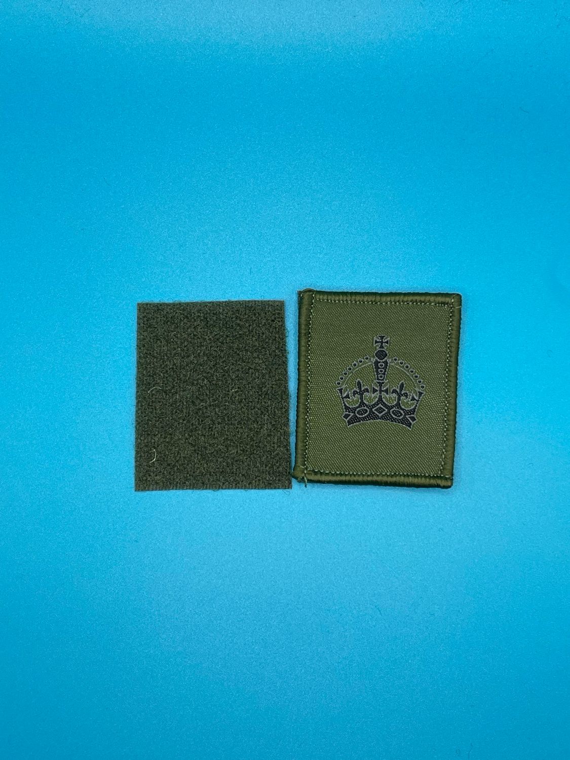 UBACS Rank Patch - King Charles Crown - Black on OG - WO2 CSM SSM Sergeant Major Hook and Loop Olive Green