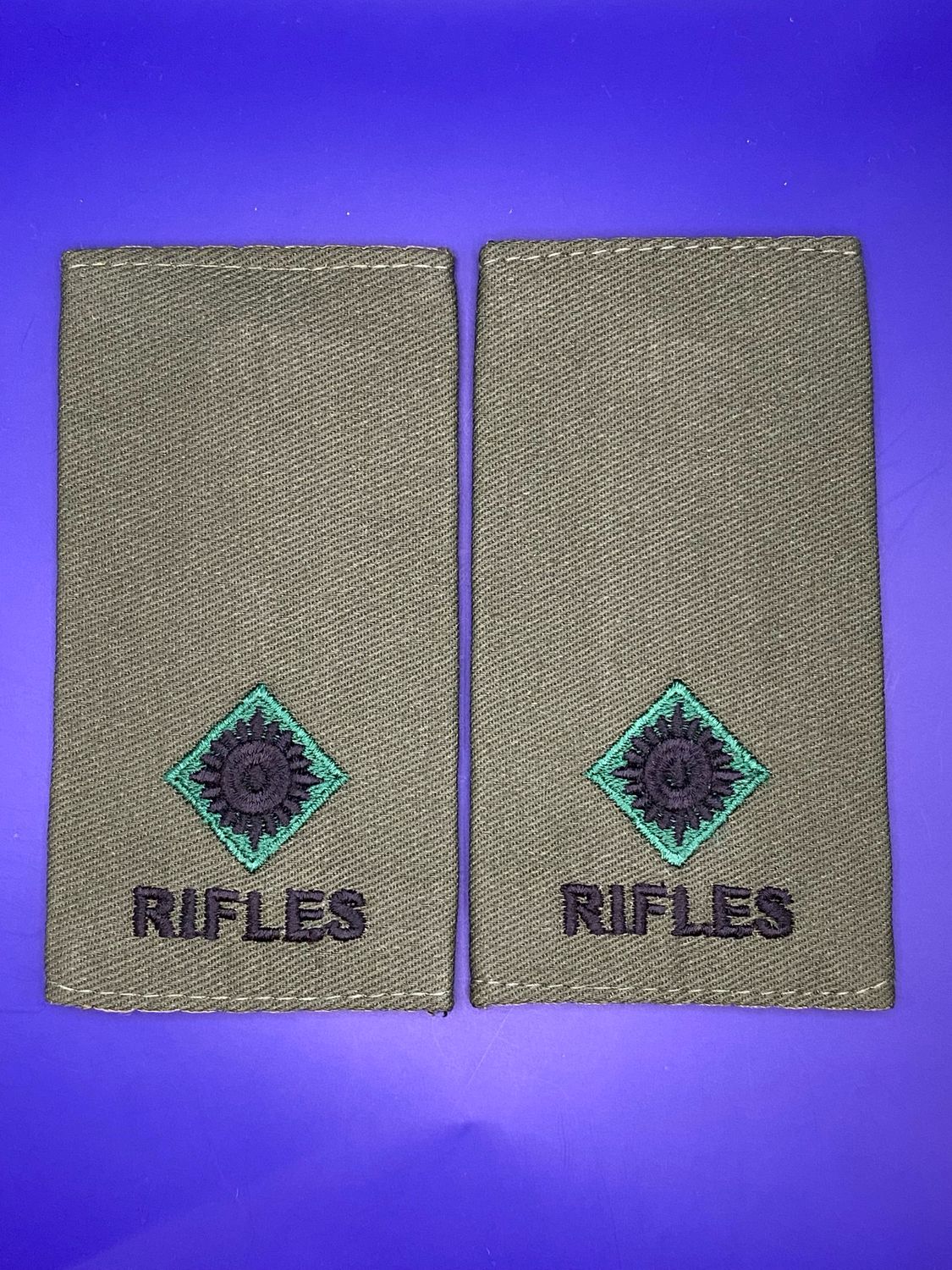 CIIIR Olive Green Rank Slides - Pair - RIFLES 2Lt Second Lieutenant