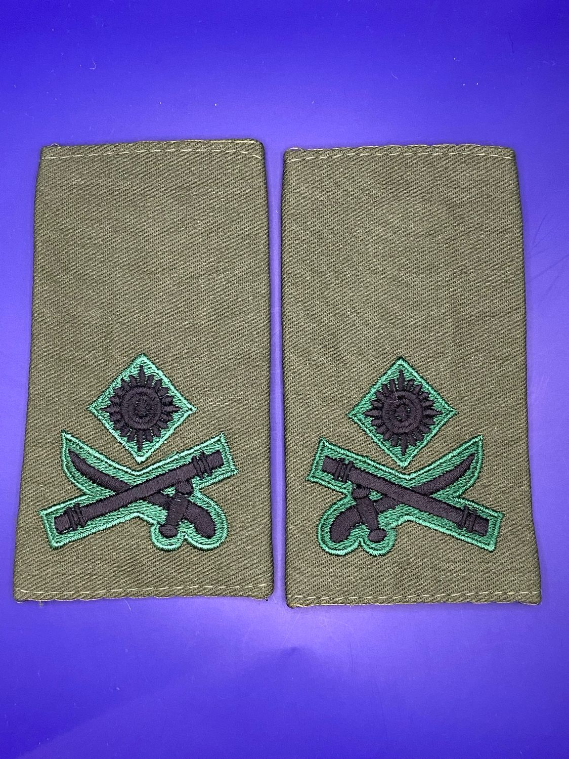CIIIR Olive Green Rank Slides - Pair - RIFLES Maj Gen Major General 2*