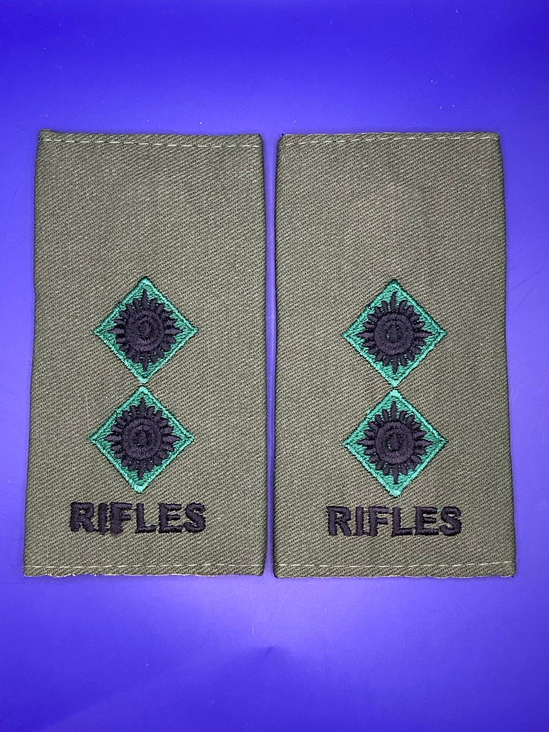 CIIIR Olive Green Rank Slides - Pair - RIFLES Lt Lieutenant