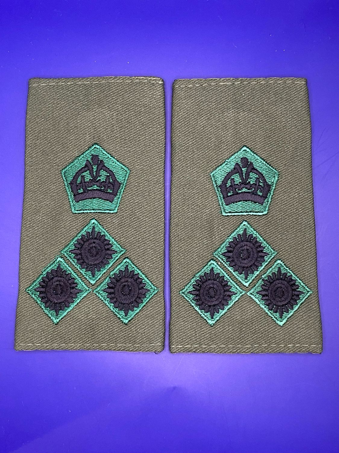 CIIIR Olive Green Rank Slides - Pair - RIFLES Brig Brigadier 1*
