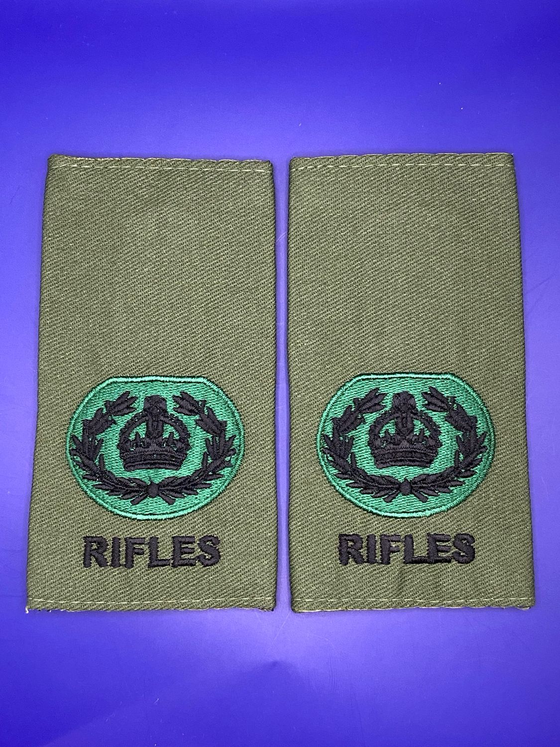 CIIIR Olive Green Rank Slides - Pair - RIFLES WO2 RQMS Warrant Officer QMSI SQMS