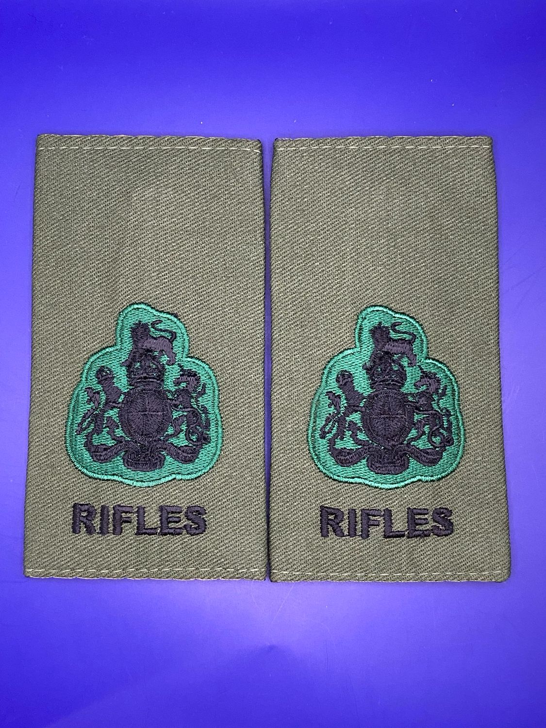 CIIIR Olive Green Rank Slides - Pair - RIFLES WO1 RSM Warrant Officer Class One