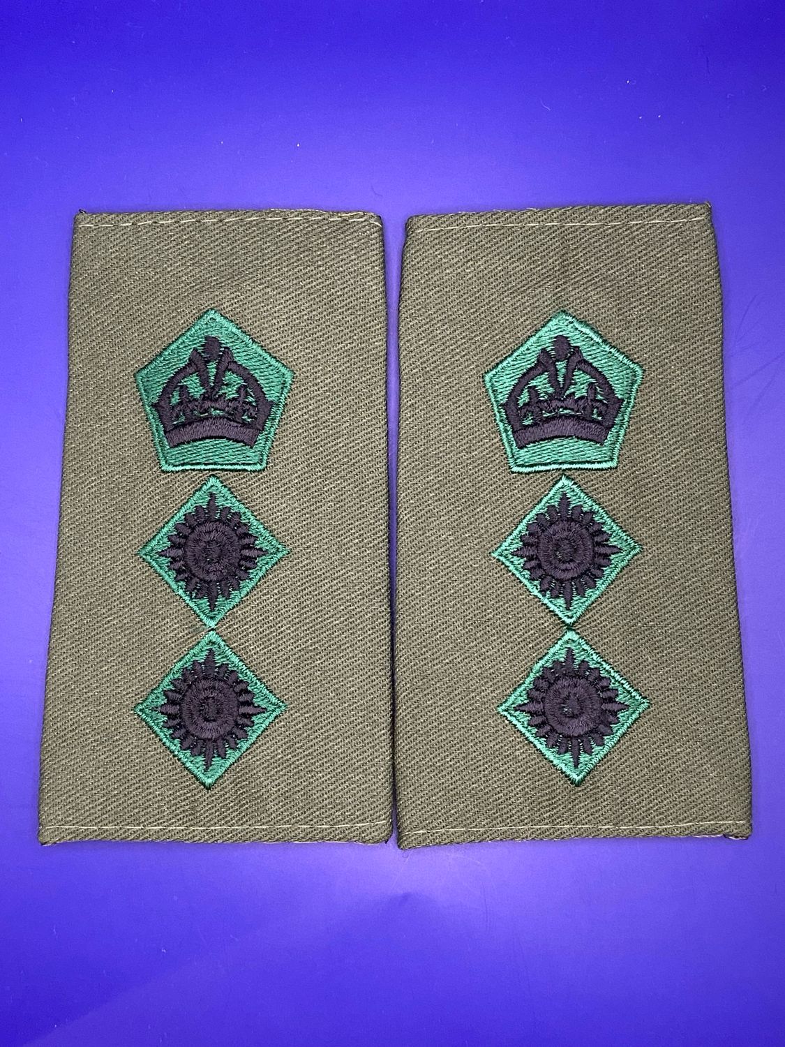 CIIIR Olive Green Rank Slides - Pair - RIFLES Col Colonel