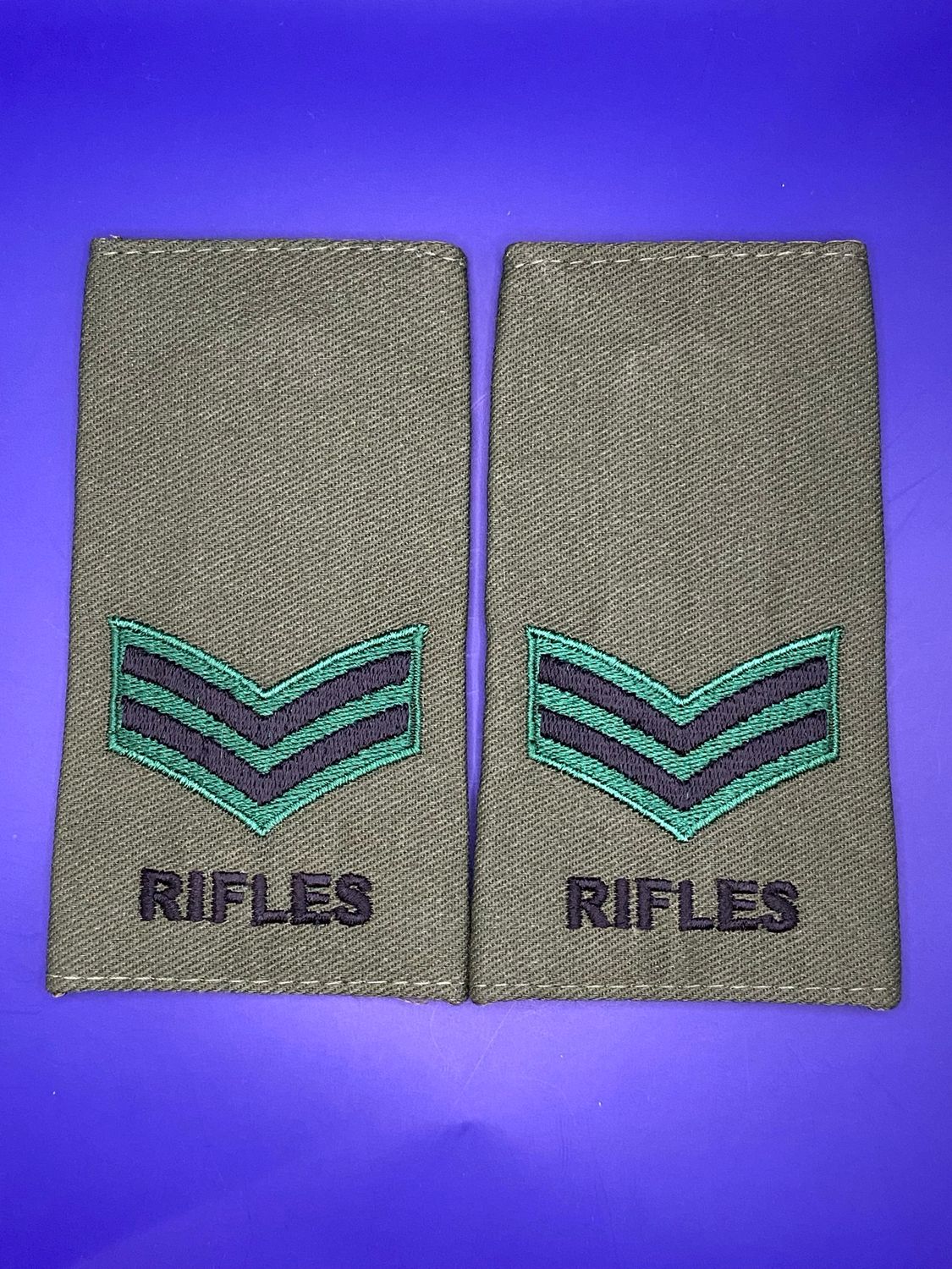 CIIIR Olive Green Rank Slides - Pair - RIFLES Corporal Cpl JNCO