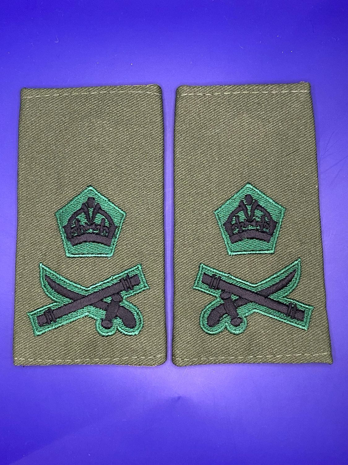 CIIIR Olive Green Rank Slides - Pair - RIFLES Lt Gen Lieutenant General 3*