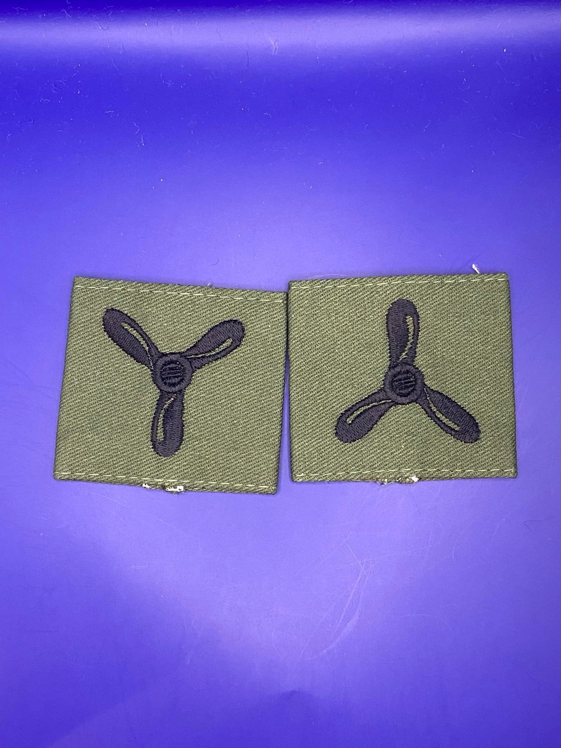 Olive Green RAF Royal Air Force Air Specialist Class 1 (AS1) (SAC) Rank Slides (Pair)