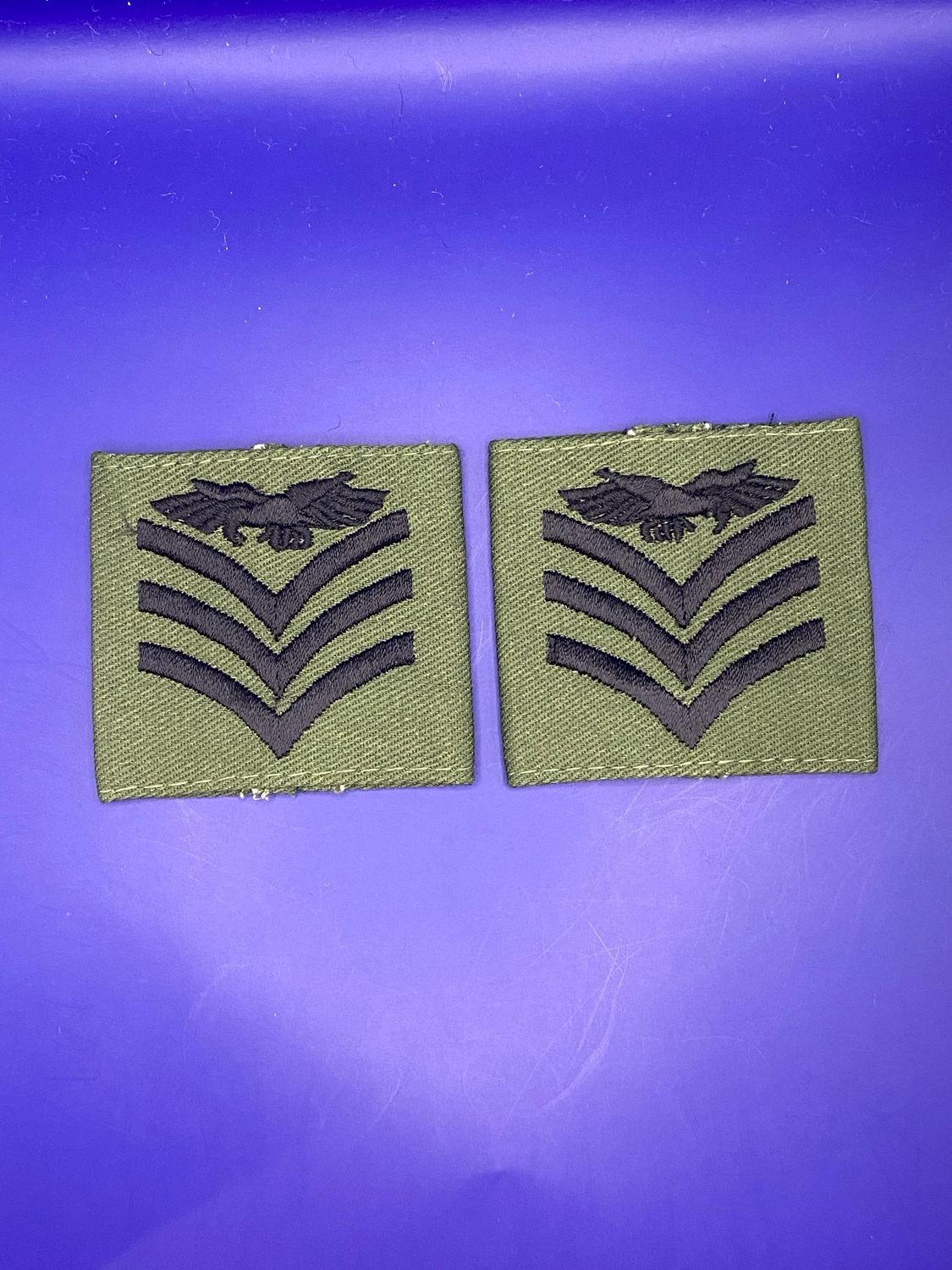 Olive Green RAF Royal Air Force Sergeant (Sgt) Aircrew Rank Slides (Pair) CIIIR C3R
