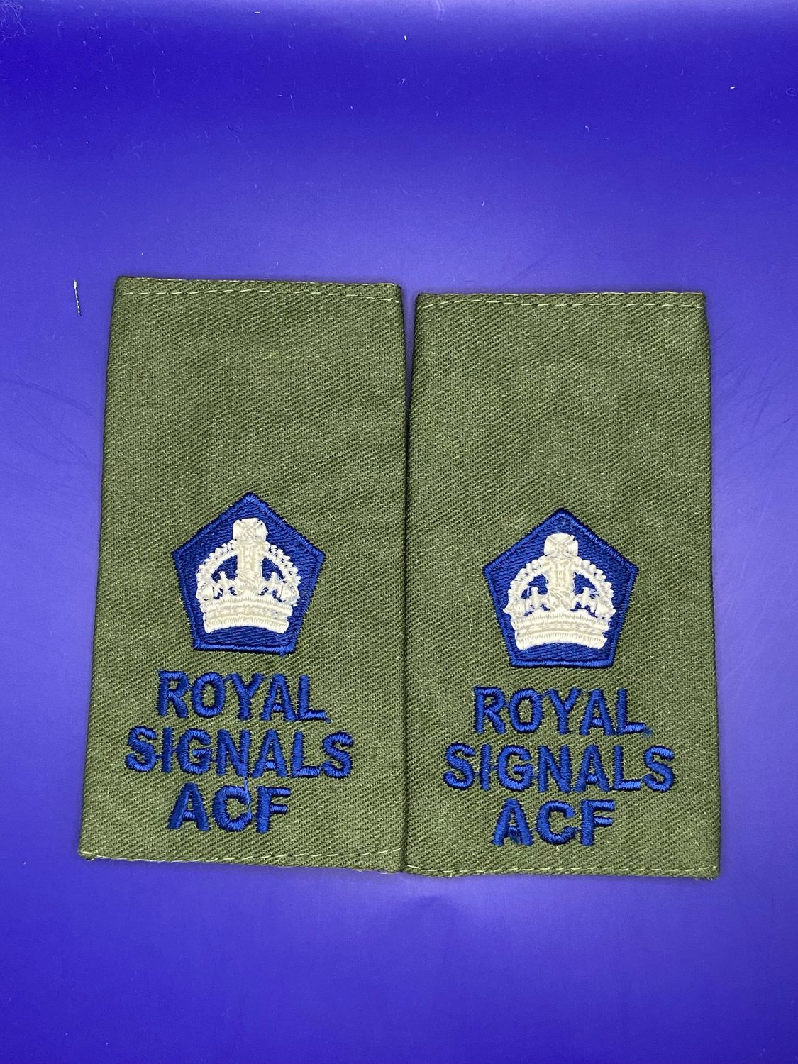CIIIR Olive Green ACF Rank Slides - Royal Signals Major Maj Pair