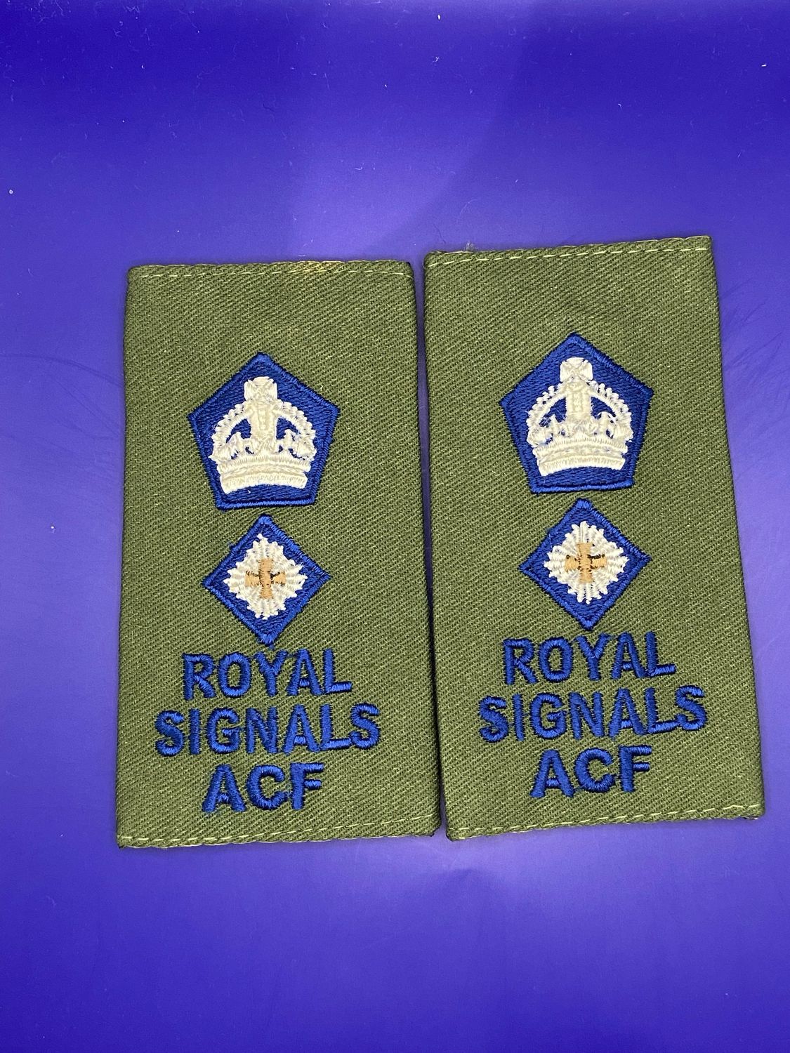 CIIIR Olive Green ACF Rank Slides - Royal Signals Lieutenant Colonel Lt Col Pair