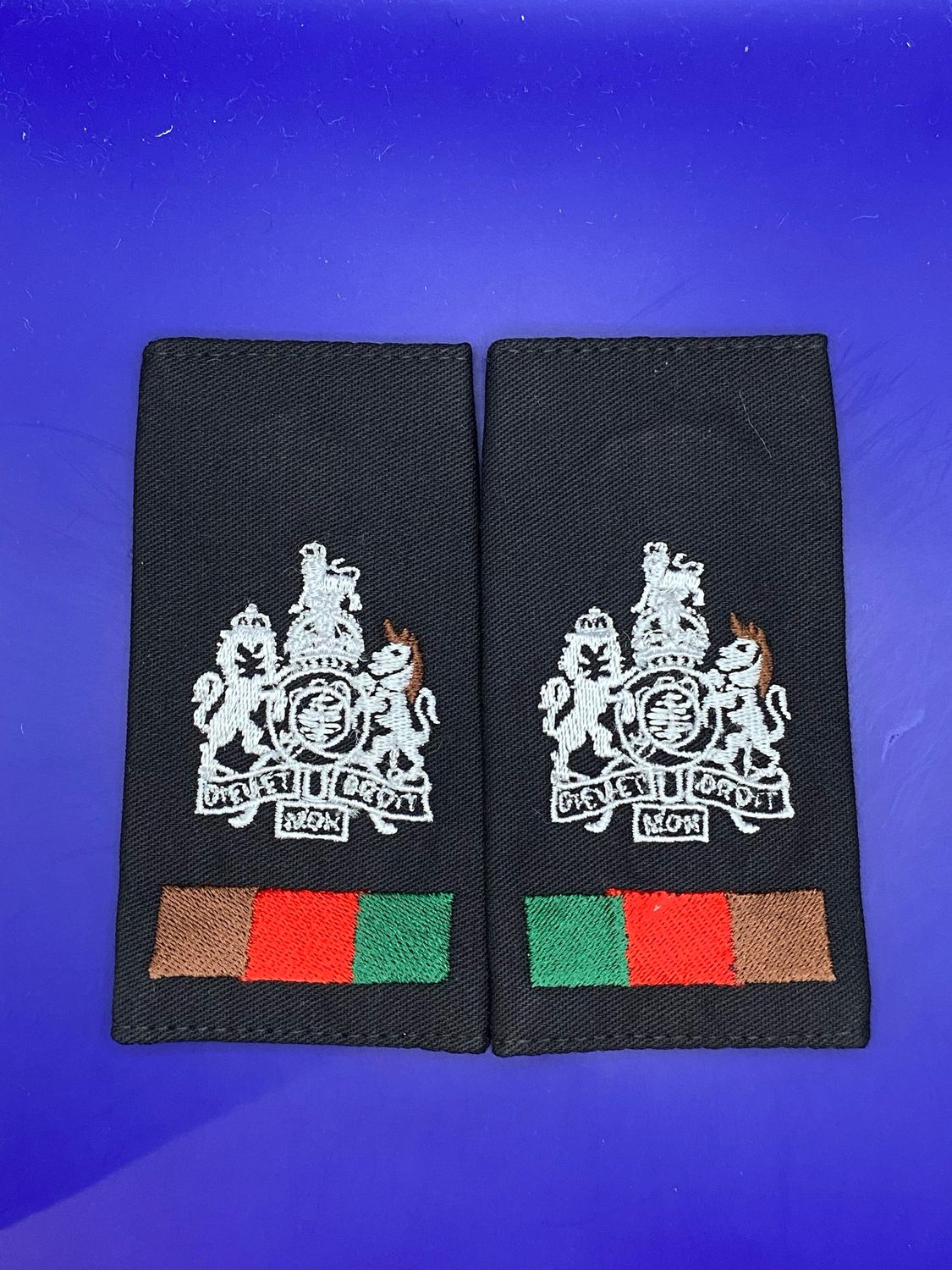 CIIIR RTR Black Rank Slides - Royal Tank Regiment WO1 Regimental Sergeant Major RSM SMI (Pair)