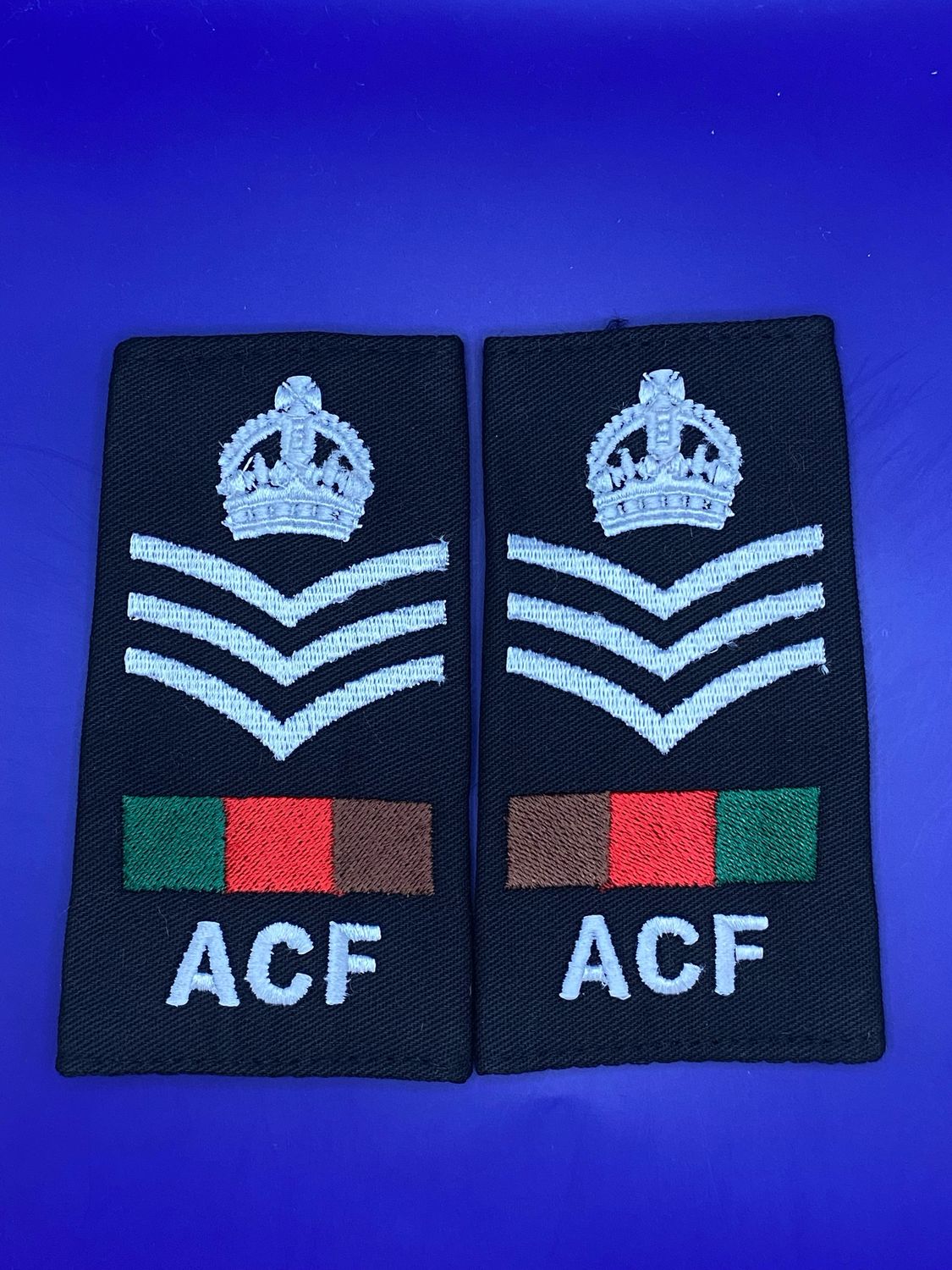 CIIIR RTR ACF Black Rank Slides - Royal Tank Regiment Staff Sergeant SSgt (Pair)
