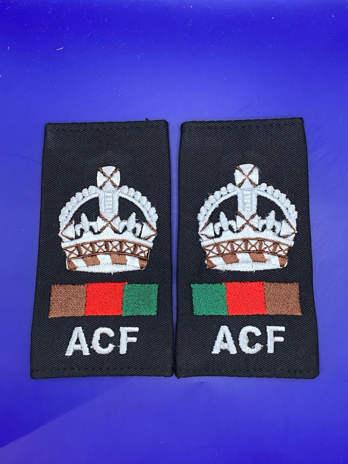 CIIIR RTR ACF Black Rank Slides - Royal Tank Regiment WO2 SSM Sergeant Major (Pair)