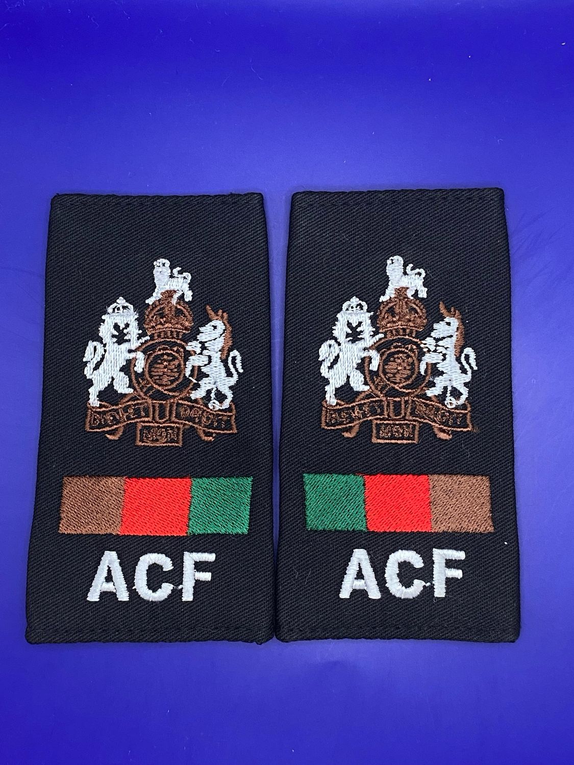 CIIIR RTR ACF Black Rank Slides - Royal Tank Regiment WO1 Regimental Sergeant Major RSM SMI (Pair)