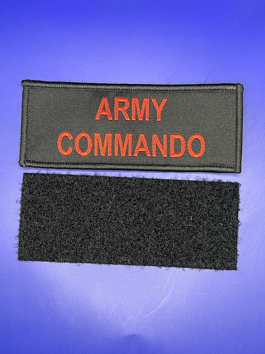 Army Commando Patch Black Red hook and loop (sold as singles)