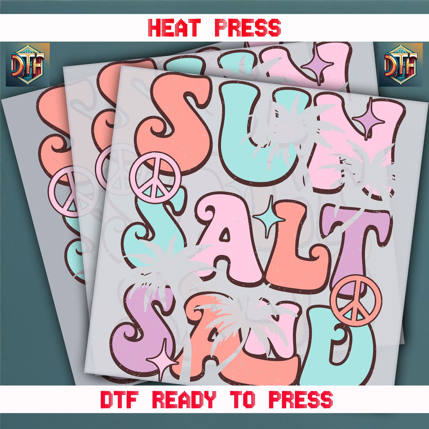 Ready To Press Sun Salt Sand DTF Transfers
