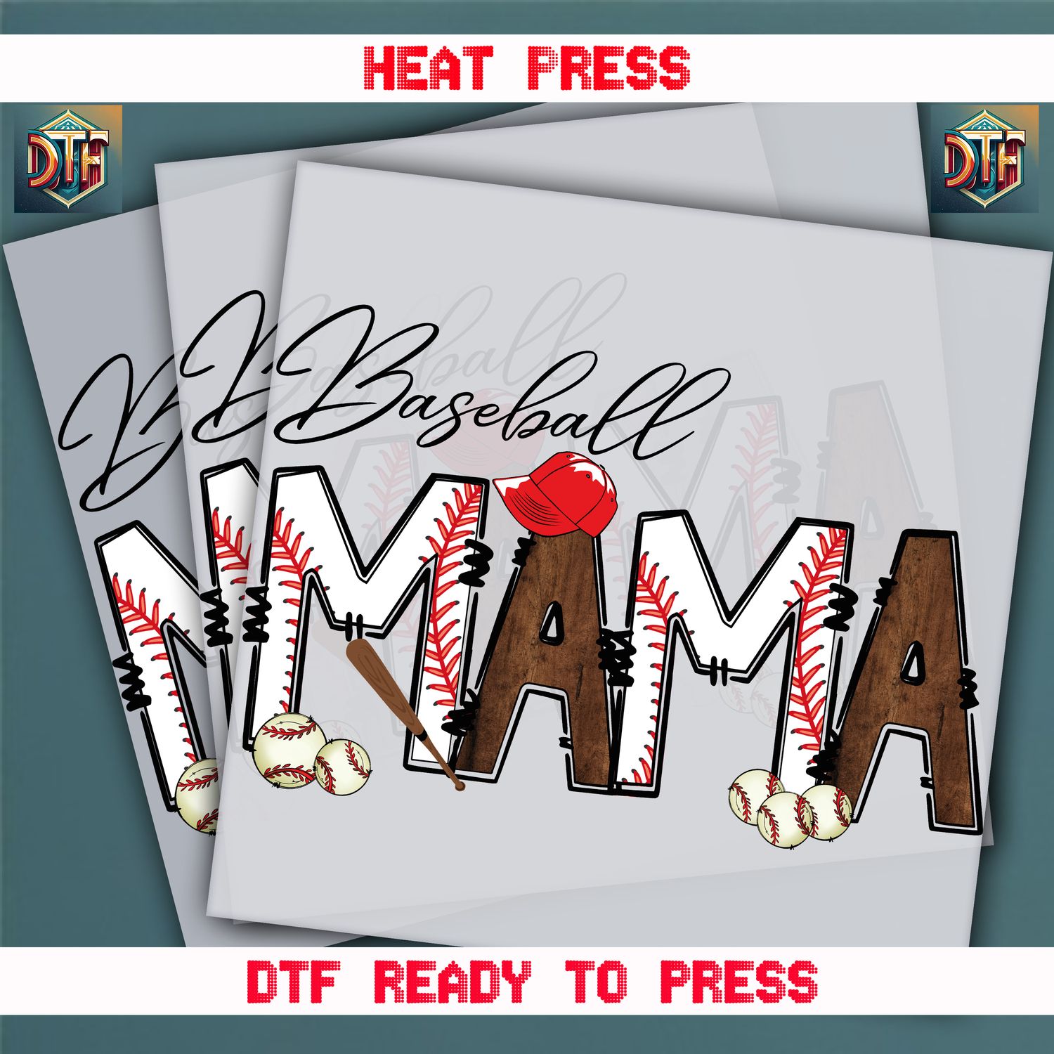 Ready To Press Baseball Mama DTF Transfers
