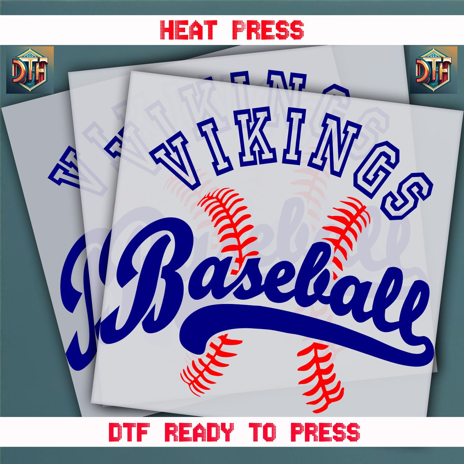 Ready To Press Vikings Baseball DTF Transfers