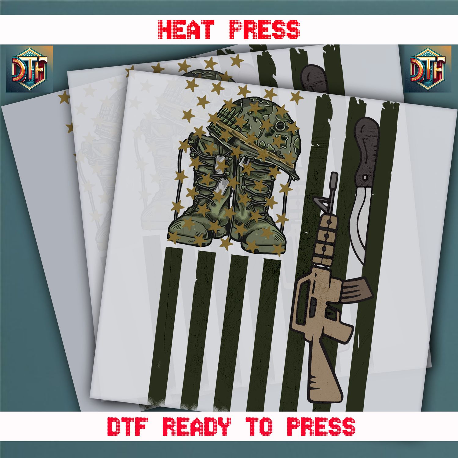 Ready To Press American Flag Helmet DTF Transfers