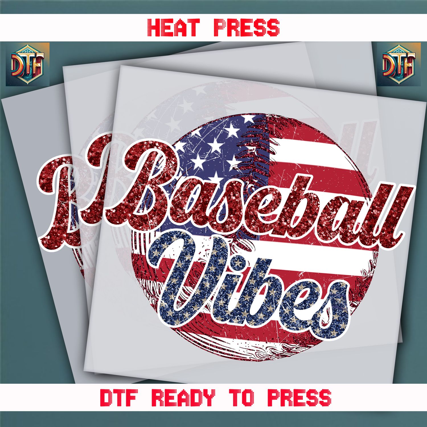 Ready To Press Baseball Vibes DTF Transfers