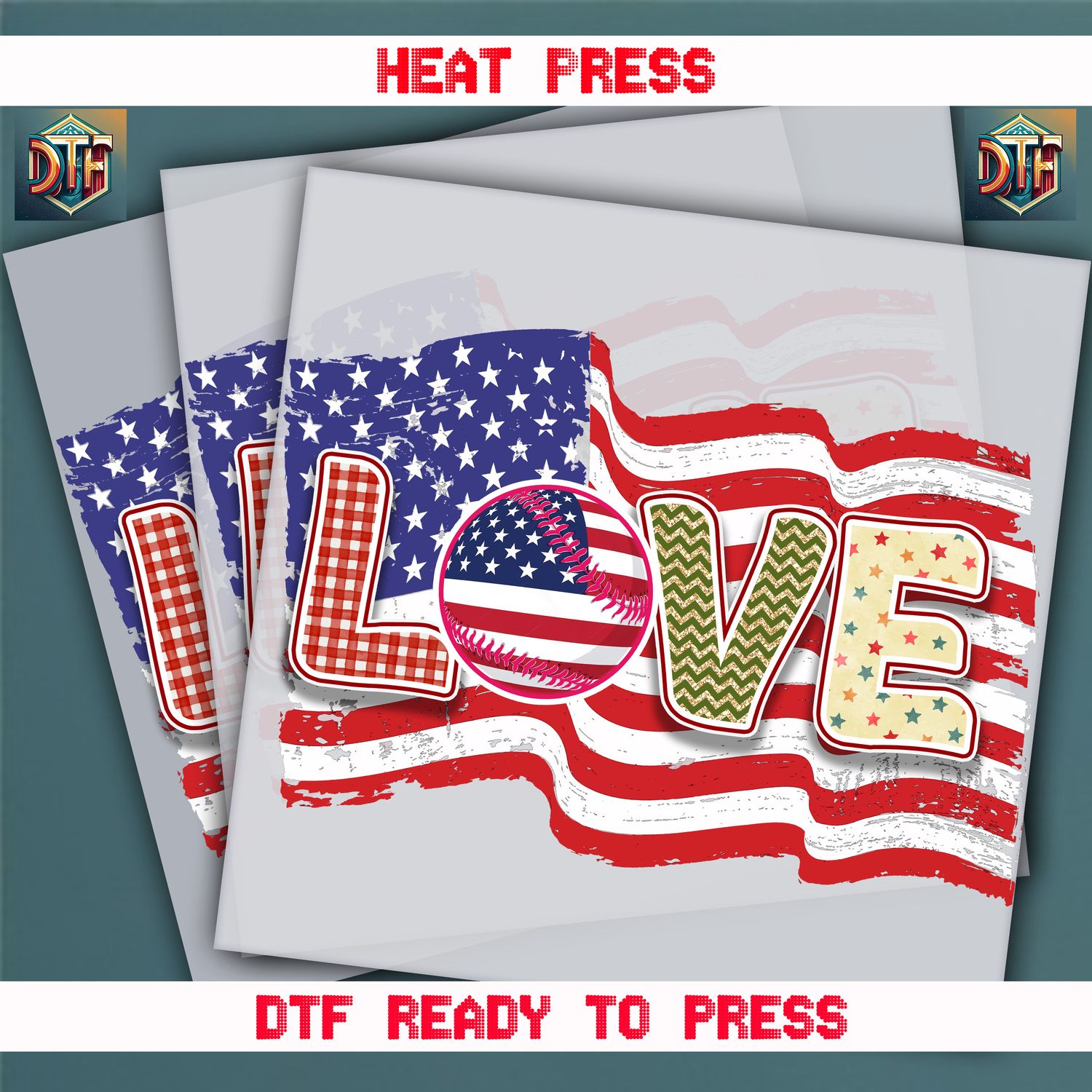 Ready To Press Baseball Love DTF Transfers