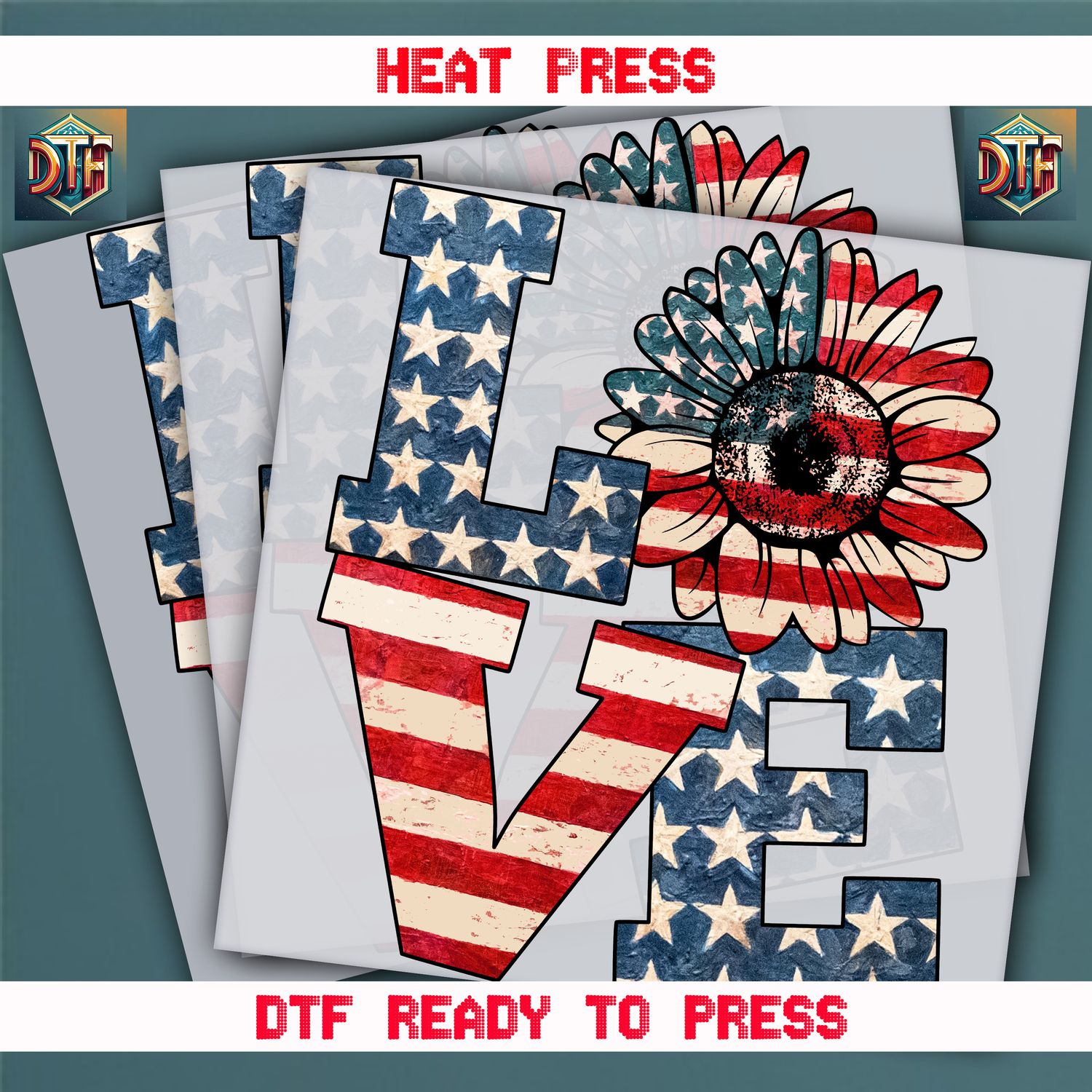 Ready To Press Love Flag DTF Transfers