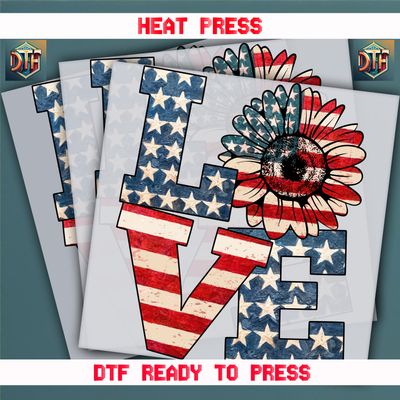 Ready To Press Love Flag DTF Transfers