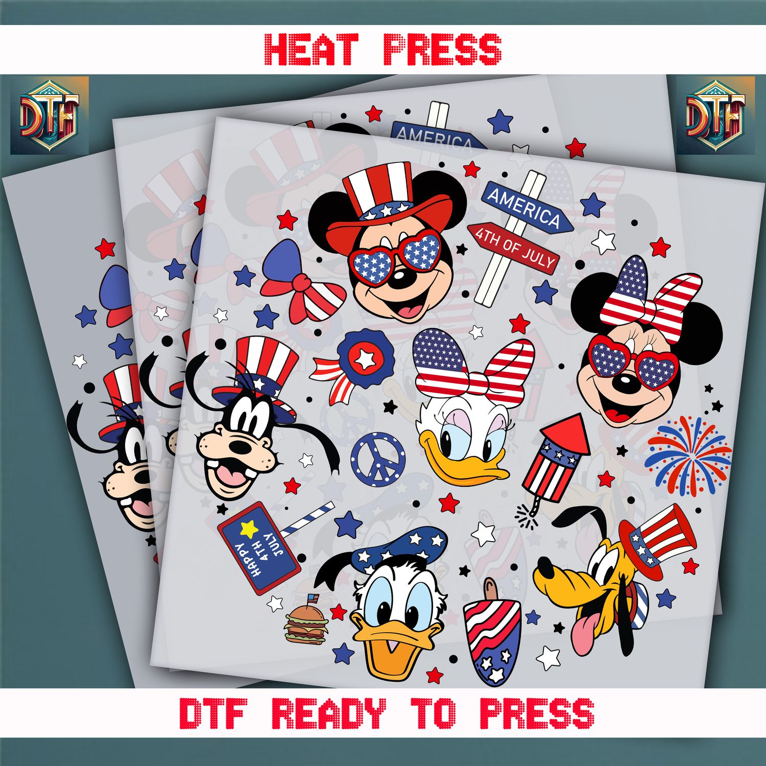 Ready To Press America 4th Of July  DTF Transfers