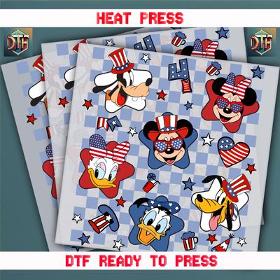 Ready To Press Disney 4th Of July  DTF Transfers