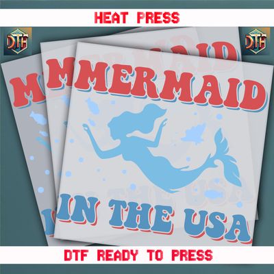 Ready To Press Mermaid In The USA DTF Transfers