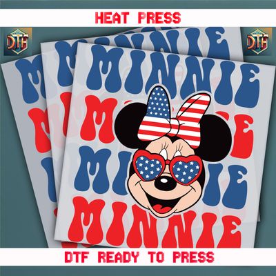 Ready To Press Minnie 4th Of July  DTF Transfers