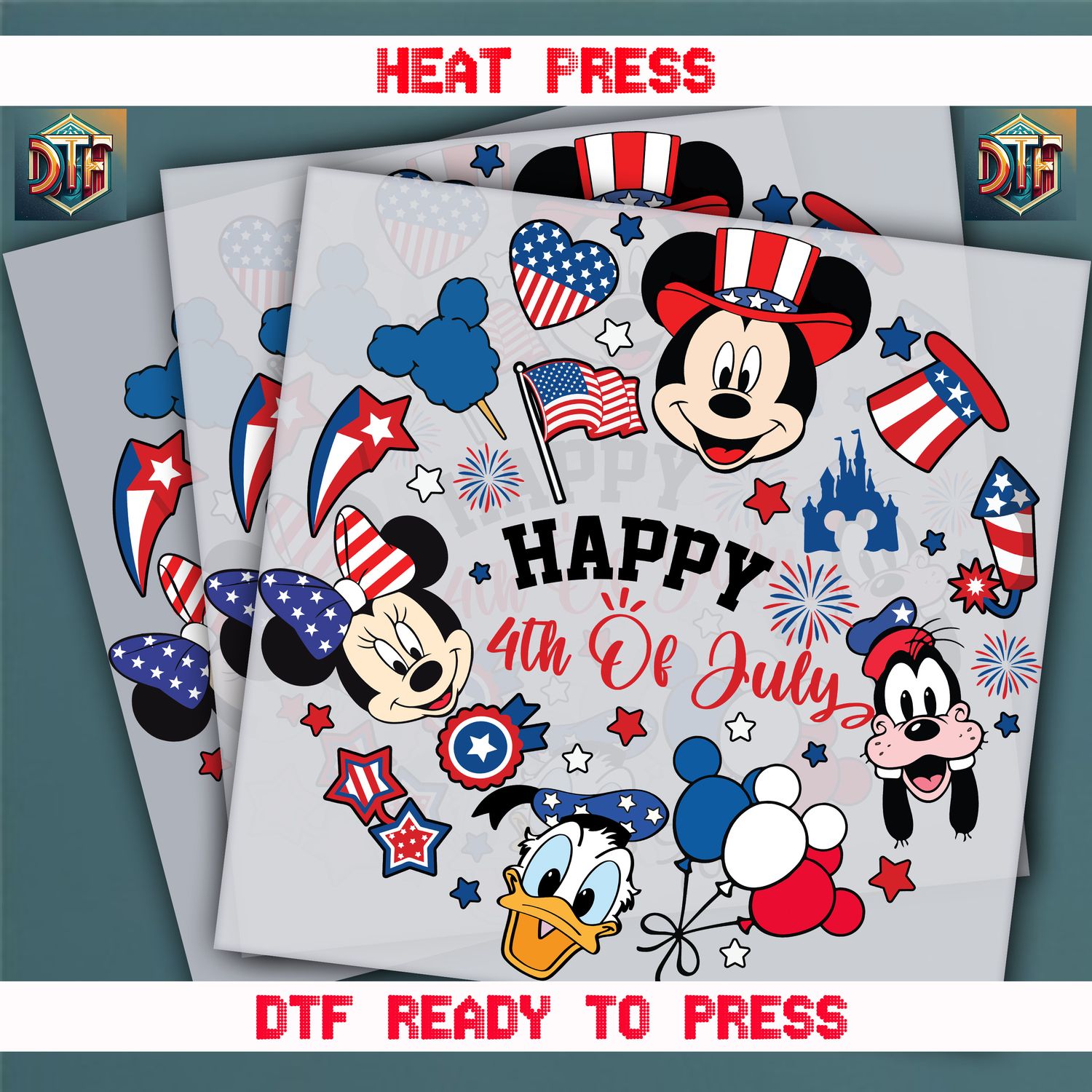 Ready To Press Happy 4th Of July  DTF Transfers