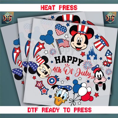 Ready To Press Happy 4th Of July  DTF Transfers