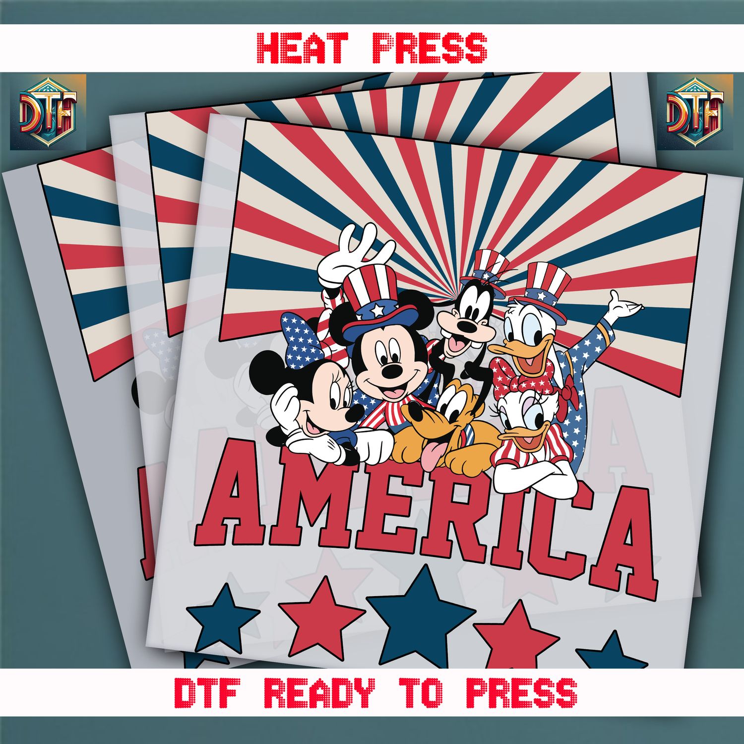 Ready To Press Disney America 4th Of July  DTF Transfers