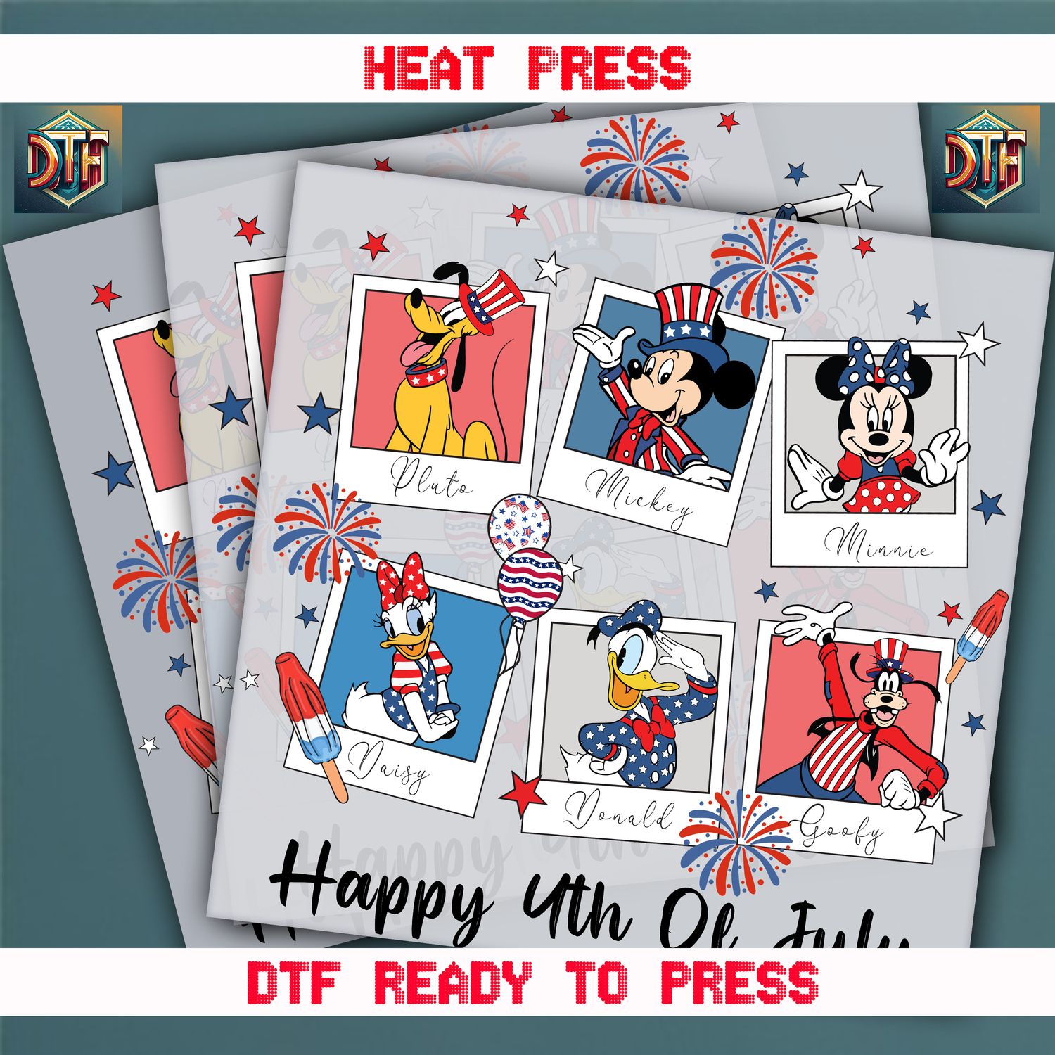 Ready To Press Happy 4th Of July  DTF Transfers