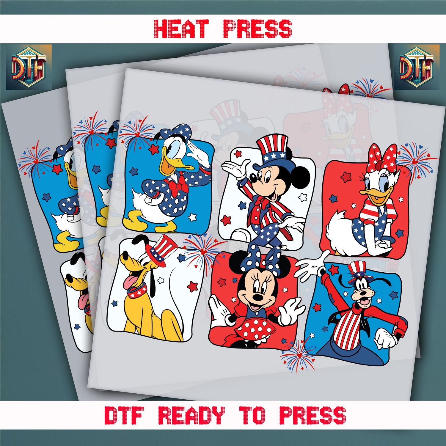 Ready To Press Disney 4th Of July  DTF Transfers