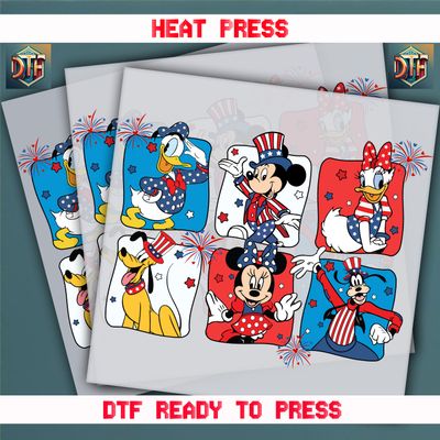Ready To Press Disney 4th Of July  DTF Transfers