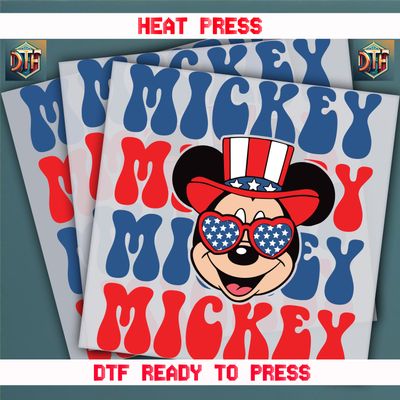 Ready To Press Mickey 4th Of July  DTF Transfers